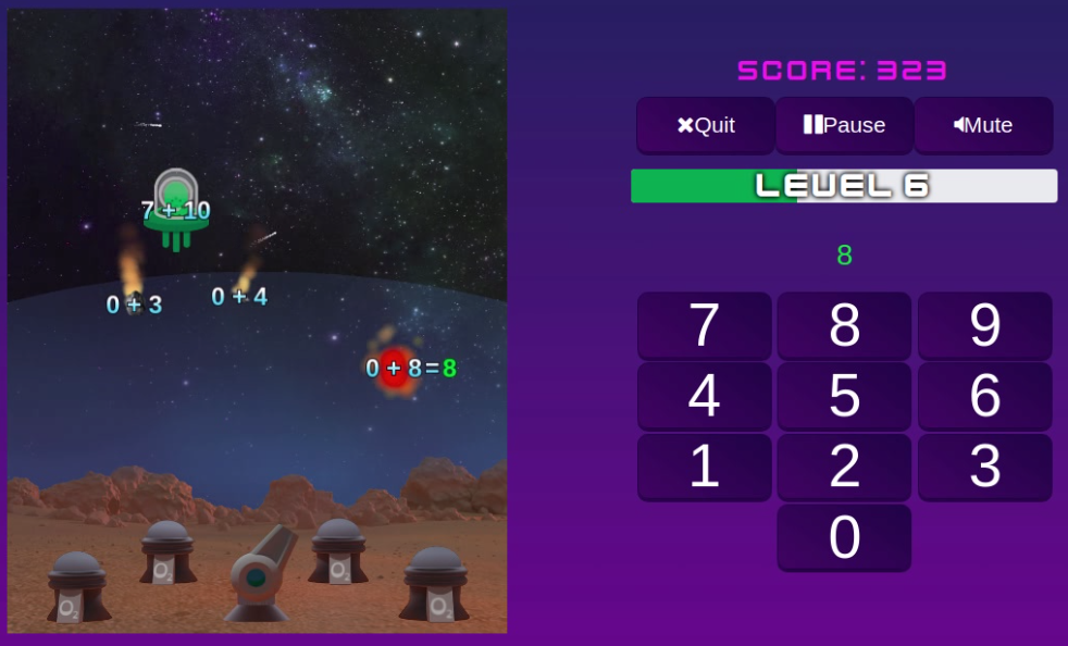 Math Practice Game Mars Defense